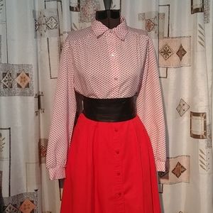 🤎 Vintage Red/White dot blouse